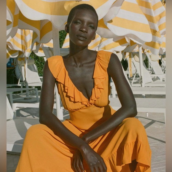 DOEN Arleen Orange Ruffled Maxi Sundress - Picture 6 of 8